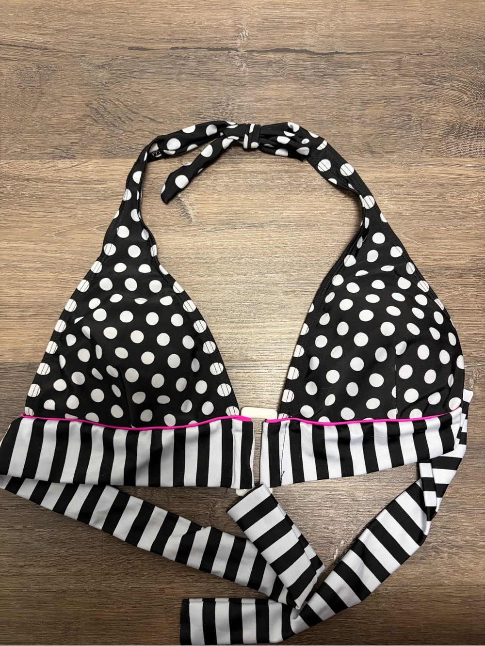 Polka dolt striped bikini top